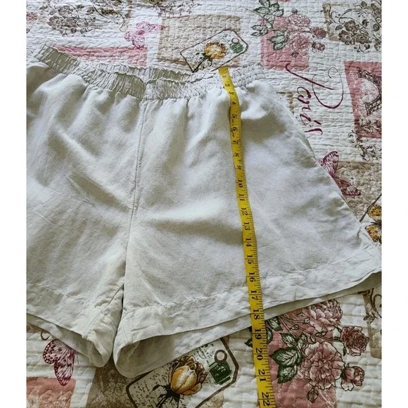H&M Women's Pull-on Elastic Waist Shorts Linen Blend‎ Pockets Beige Size XL - Picture 6 of 11